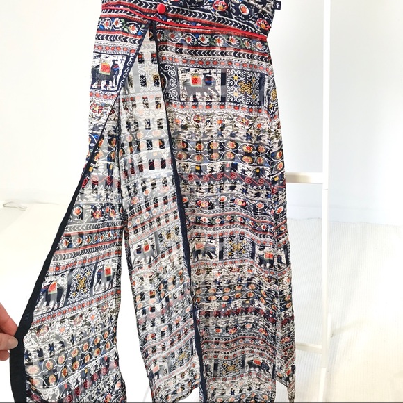 Vintage 90s Anthropologie XS Print Tunic Crop Top - Picture 2 of 10